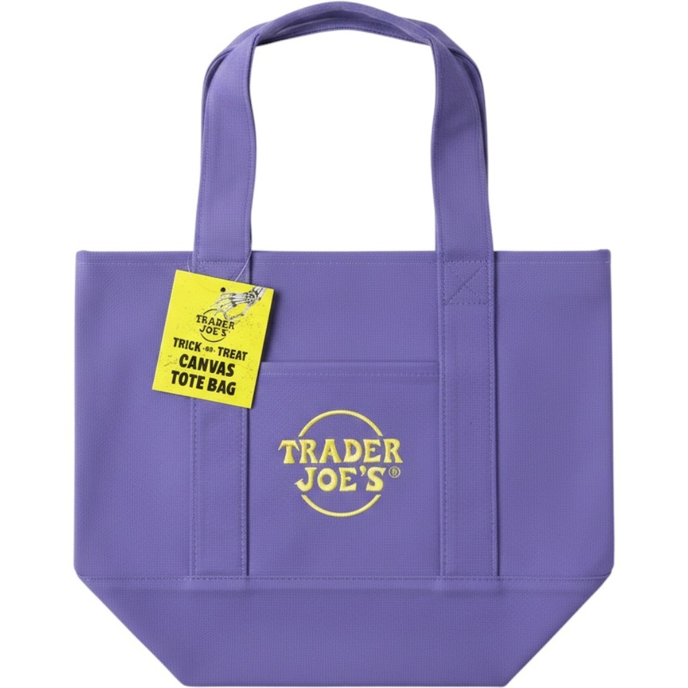 Trader Joes Trick-or-Treat Canvas Mini Tote Bag Purple Halloween Limited Edition